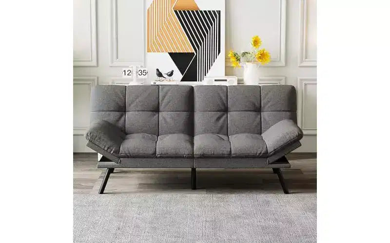 Canapé Futon Convertible Dyonery avec Dossier Réglable et Accoudoirs Amovibles, Causeuse Lit Pliante pour Petit Espace de Salon