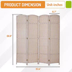 Paravent Pliant 4/6/8 Panneaux Tressé avec Dessus Arrondi pour Maison ou Bureau