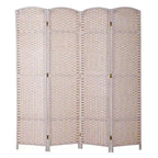 Round Top Woven Room Divider 4/6/8-Panel Foldable Partition Screen for Home Office