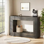 Farmhouse Rustic Wood Grain Console Table with Vintage Simple Charm