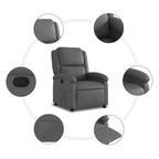 Fauteuil inclinable manuel avec dossier/repose-pieds réglable, canapé inclinable en similicuir gris pour un confort optimal