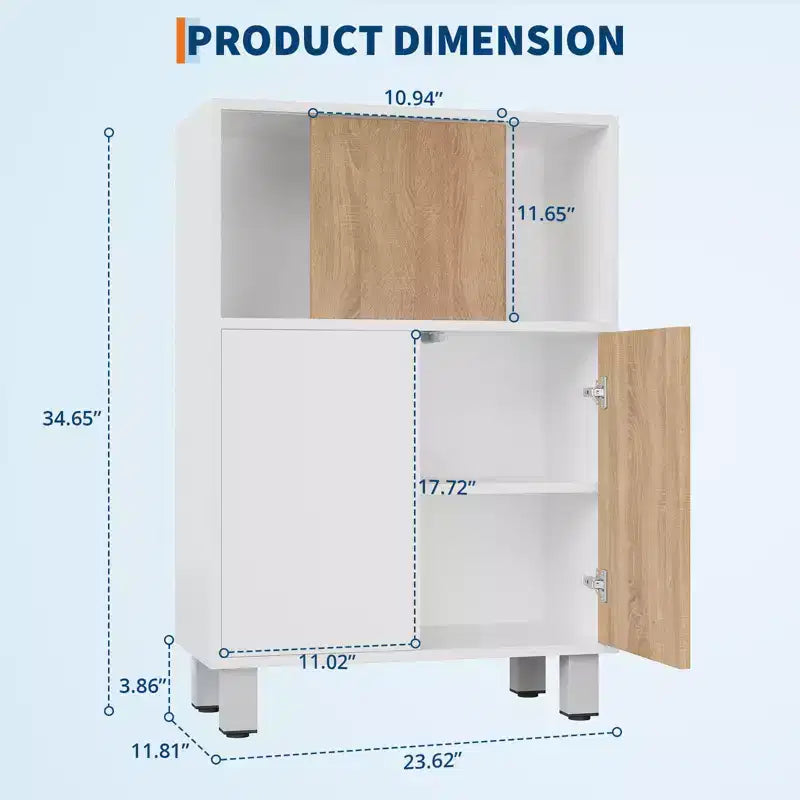 Meuble de rangement en bois - Buffet avec portes coulissantes, étagères réglables, meuble bas de salle de bain, étagère pour petit espace, coin