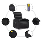 Fauteuil inclinable de massage, dossier/repose-pieds réglable - Noir