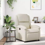 Fauteuil inclinable en similicuir crème avec accoudoirs hauts et poche latérale