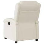 Fauteuil inclinable en similicuir crème avec accoudoirs hauts et poche latérale