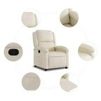 Fauteuil inclinable en similicuir crème avec accoudoirs hauts et poche latérale