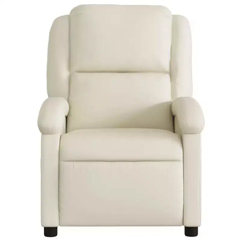 Fauteuil inclinable en similicuir crème avec accoudoirs hauts et poche latérale