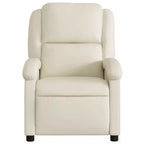 Fauteuil inclinable en similicuir crème avec accoudoirs hauts et poche latérale