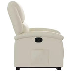 Fauteuil inclinable en similicuir crème avec accoudoirs hauts et poche latérale