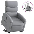 Power Lift Recliner Chair for Elderly - Light Gray Fabric, Electric-Assist Stand, Manual Recline, Padded Comfort, Side Pocket, Solid Frame