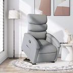 Fauteuil inclinable releveur pour personnes âgées - Tissu gris clair, aide à la levée électrique, inclinaison manuelle, confort rembourré, poche latérale, cadre solide