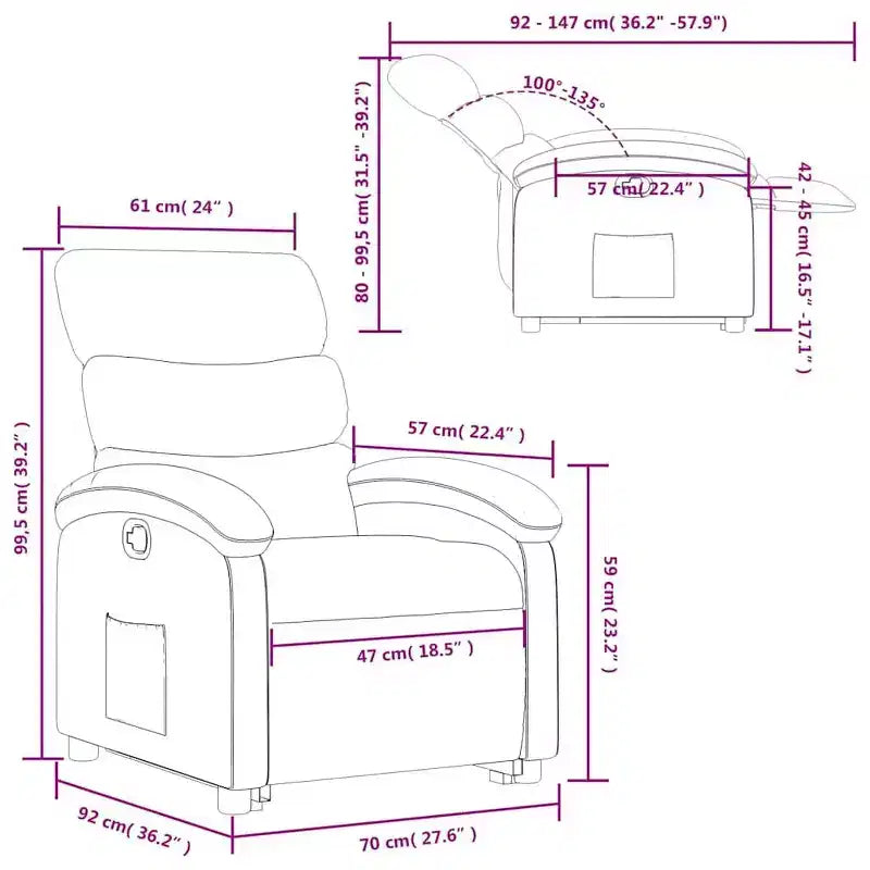 Fauteuil inclinable releveur pour personnes âgées - Tissu gris clair, aide à la levée électrique, inclinaison manuelle, confort rembourré, poche latérale, cadre solide