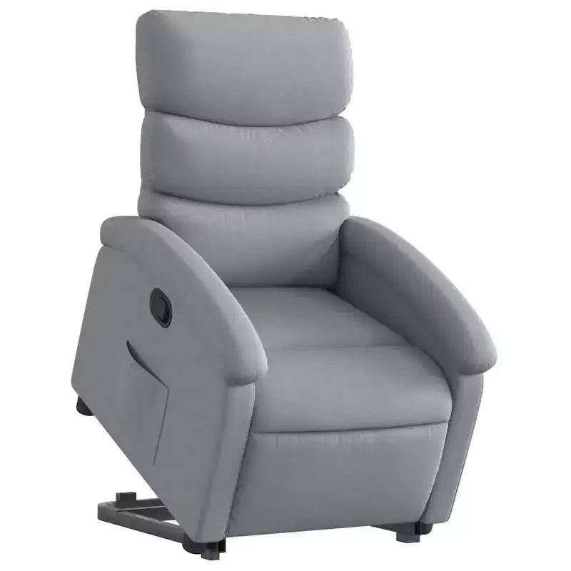 Fauteuil inclinable releveur pour personnes âgées - Tissu gris clair, aide à la levée électrique, inclinaison manuelle, confort rembourré, poche latérale, cadre solide