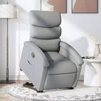 Fauteuil inclinable releveur pour personnes âgées - Tissu gris clair, aide à la levée électrique, inclinaison manuelle, confort rembourré, poche latérale, cadre solide