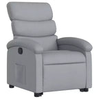 Fauteuil inclinable releveur pour personnes âgées - Tissu gris clair, aide à la levée électrique, inclinaison manuelle, confort rembourré, poche latérale, cadre solide