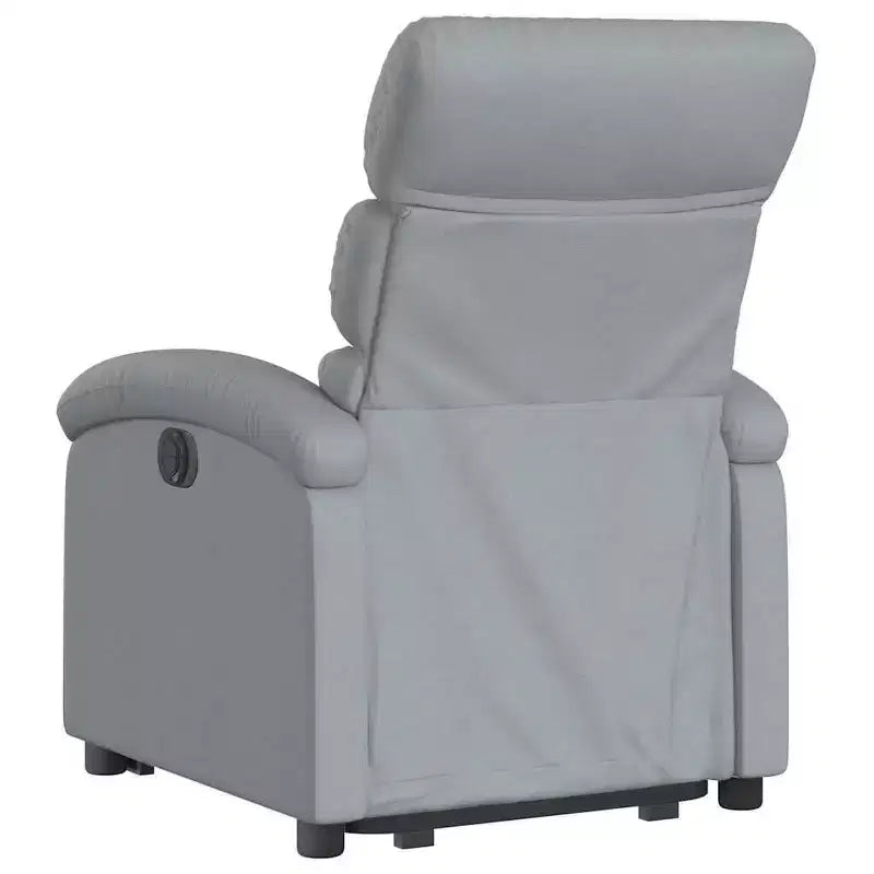 Fauteuil inclinable releveur pour personnes âgées - Tissu gris clair, aide à la levée électrique, inclinaison manuelle, confort rembourré, poche latérale, cadre solide