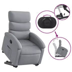 Fauteuil inclinable releveur pour personnes âgées - Tissu gris clair, aide à la levée électrique, inclinaison manuelle, confort rembourré, poche latérale, cadre solide