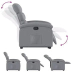 Fauteuil inclinable releveur pour personnes âgées - Tissu gris clair, aide à la levée électrique, inclinaison manuelle, confort rembourré, poche latérale, cadre solide