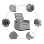Fauteuil inclinable releveur pour personnes âgées - Tissu gris clair, aide à la levée électrique, inclinaison manuelle, confort rembourré, poche latérale, cadre solide