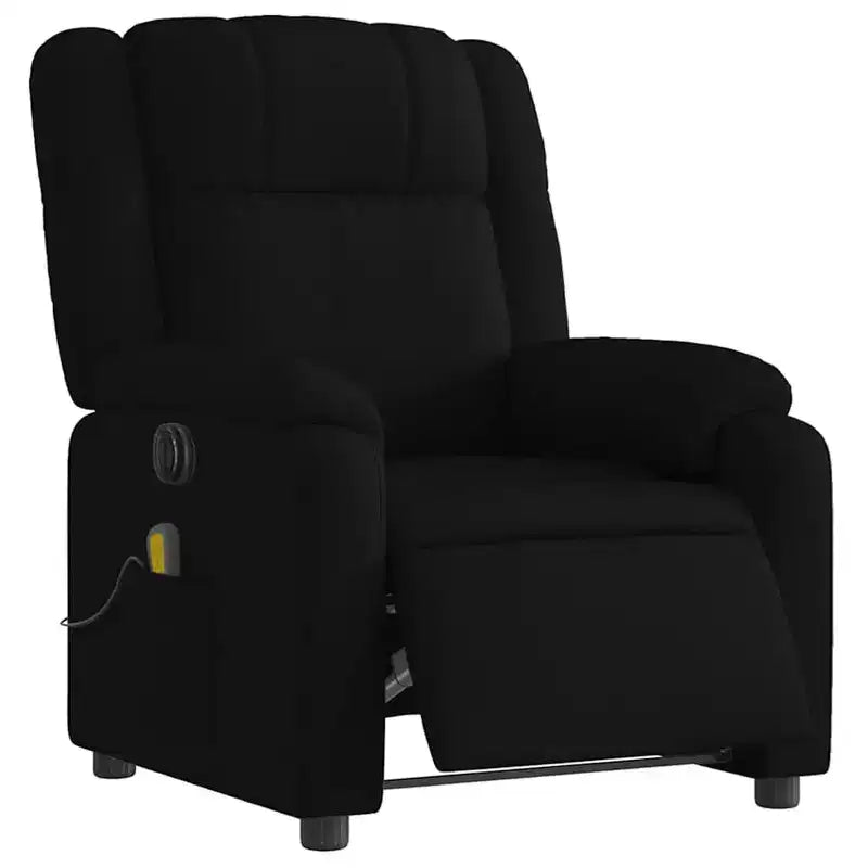 Fauteuil inclinable de massage électrique - Tissu noir avec massage par vibration, réglage électrique du repose-pieds/dossier