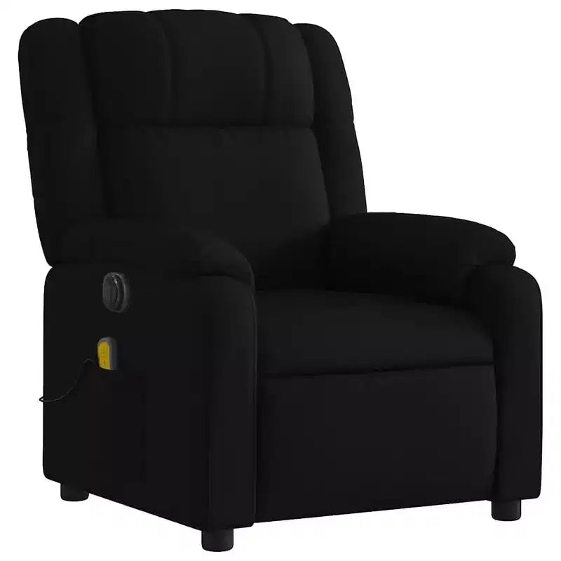 Fauteuil inclinable de massage électrique - Tissu noir avec massage par vibration, réglage électrique du repose-pieds/dossier