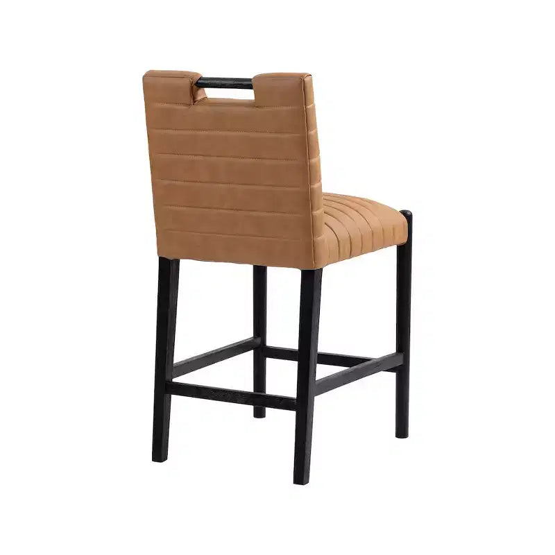 Tabouret de comptoir en similicuir végane couleur cognac