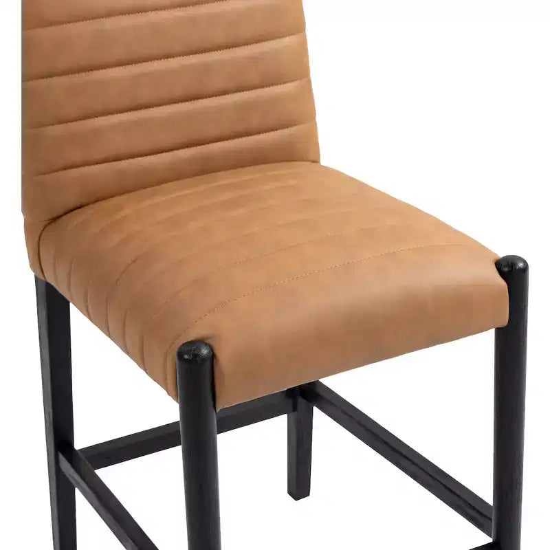 Tabouret de comptoir en similicuir végane couleur cognac