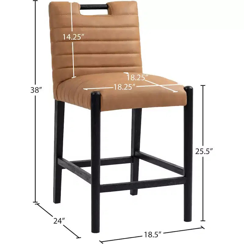 Tabouret de comptoir en similicuir végane couleur cognac