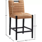 Tabouret de comptoir en similicuir végane couleur cognac