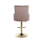 Tabouret de bar ou de comptoir réglable en velours rose