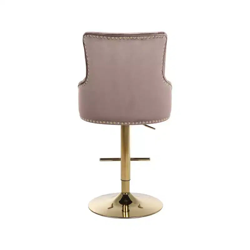 Tabouret de bar ou de comptoir réglable en velours rose