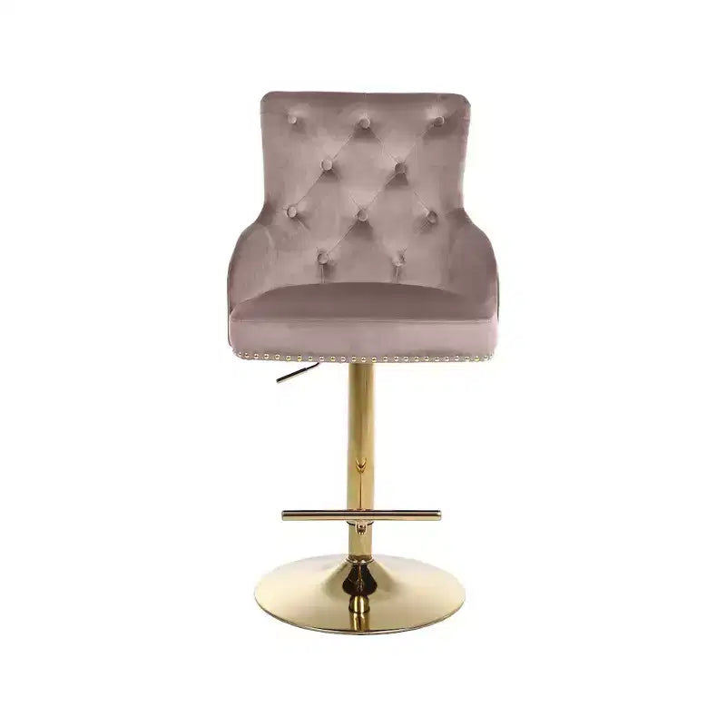 Tabouret de bar ou de comptoir réglable en velours rose