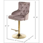 Tabouret de bar ou de comptoir réglable en velours rose