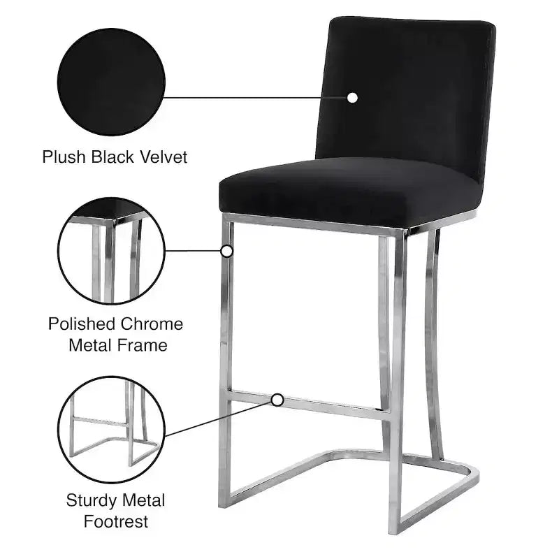 Tabouret de comptoir en velours noir