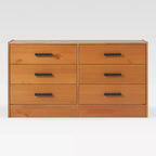 Commode à 6 tiroirs en bois massif, assemblage facile et design moderne, pour rangement de chambre.
