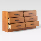 Commode à 6 tiroirs en bois massif, assemblage facile et design moderne, pour rangement de chambre.