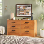 Commode à 6 tiroirs en bois massif, assemblage facile et design moderne, pour rangement de chambre.