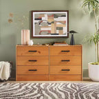 Commode à 6 tiroirs en bois massif, assemblage facile et design moderne, pour rangement de chambre.