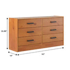 Commode à 6 tiroirs en bois massif, assemblage facile et design moderne, pour rangement de chambre.