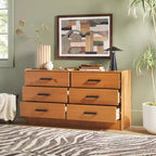 Commode à 6 tiroirs en bois massif, assemblage facile et design moderne, pour rangement de chambre.