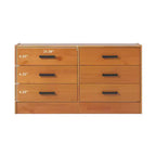 Commode à 6 tiroirs en bois massif, assemblage facile et design moderne, pour rangement de chambre.
