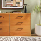 Commode à 6 tiroirs en bois massif, assemblage facile et design moderne, pour rangement de chambre.