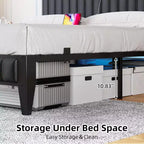 Cadre de lit plateforme tapissé pour matelas d'environ 137 × 191, 152 × 203 ou 193 × 203 cm avec éclairage LED et station de charge