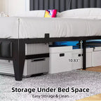 Cadre de lit plateforme tapissé pour matelas d'environ 137 × 191, 152 × 203 ou 193 × 203 cm avec éclairage LED et station de charge