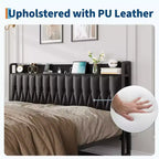 Cadre de lit plateforme en métal noir pour matelas d'environ 137 × 191 cm avec rangement et station de recharge