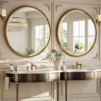 Miroir mural rond décoratif avec cadre en résine, idéal pour salle de bain ou coiffeuse