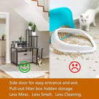 Meuble à litière pour chat à 6 étagères avec tiroir coulissant et tapis – Meuble de litière en bois dissimulé pour coin