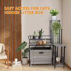 Meuble à litière pour chat à 6 étagères avec tiroir coulissant et tapis – Meuble de litière en bois dissimulé pour coin