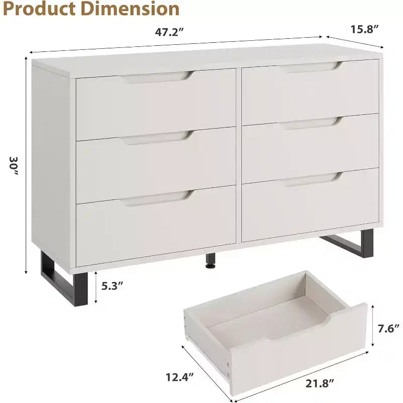 Commode à 6 tiroirs - Rangement polyvalent pour toutes les pièces