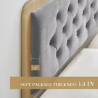 Cadre de lit capitonné gris avec espace de rangement de 32 cm pour matelas d'environ 137 x 191 cm